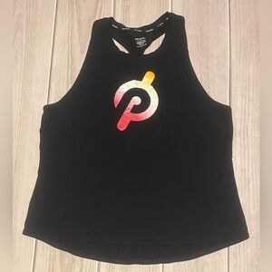 Peloton Women's XXL Twist Back Racerback Tank Top Ombre Logo Black Activewear